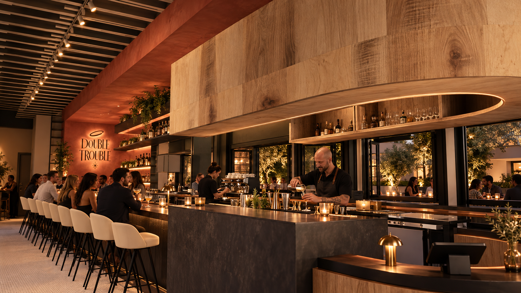 Proposed welcoming Double Trouble bar interior